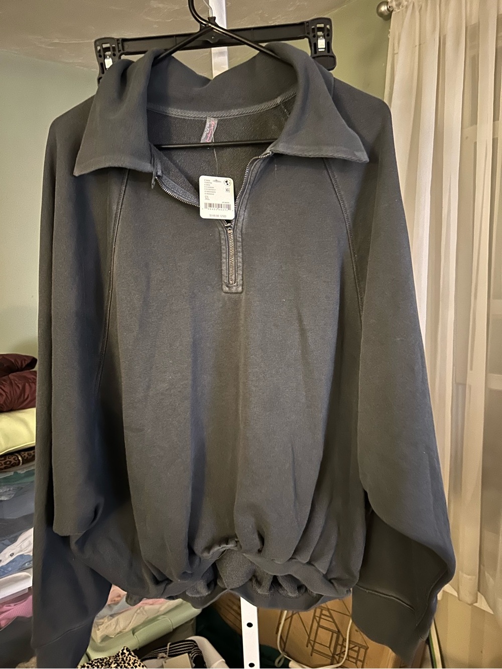 Free People Bubble Hem Sweatshirt in the color carbon